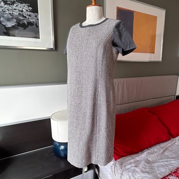 Talbots Luxurious Wool Shift Dress in Gray, Cream & Silver Winter US 6P - J2165 - Picture 4 of 9